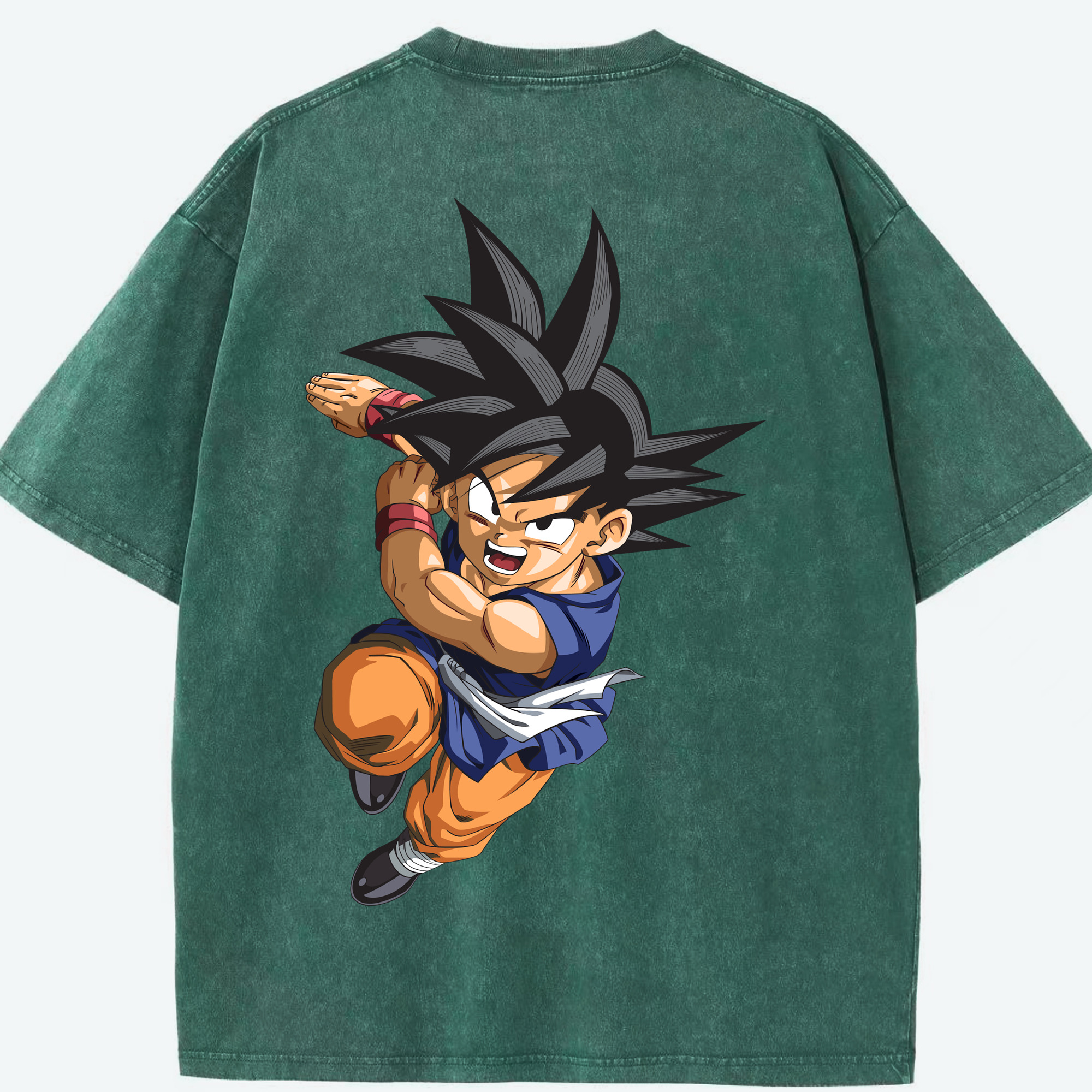 （画像用） ドラゴンボール 孫悟空（そん ごくう）Son Goku カカロット DRAGON BALL Kakarotto 綿100% ヴィンテージ風 半袖Tシャツ（背面プリント）